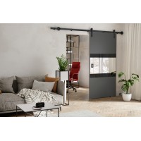 Bīdāmās durvis ar spoguli MIA - Loft, antracīts Bīdāmās durvis ar spoguli MIA - Loft, antracīts